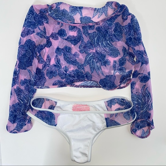 Victoria Secret White Purple Bathing Suit Size S - Picture 4 of 12